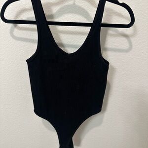 Black Ribbed Bodysuit